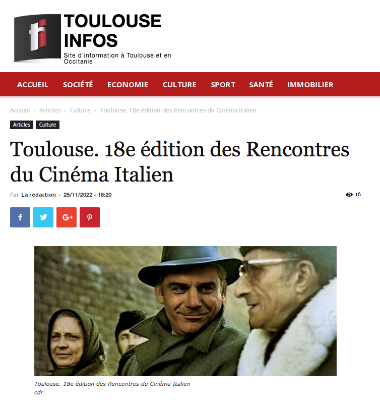 Toulouse. 18e édition des Rencontres du Cinéma Italien